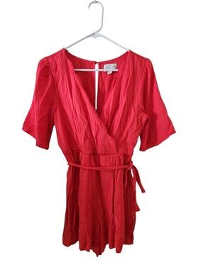 June & Ivy Red Wrap Romper